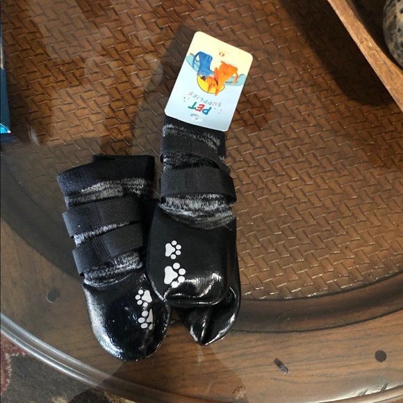 pets Other - Black Dog Waterproof Paw Print Booties